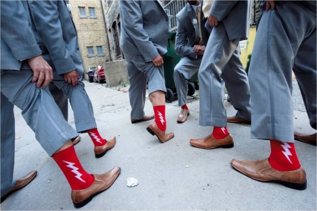 groomsmen-wear-grey-suits-brown-shoes-red-funky-socks__full
